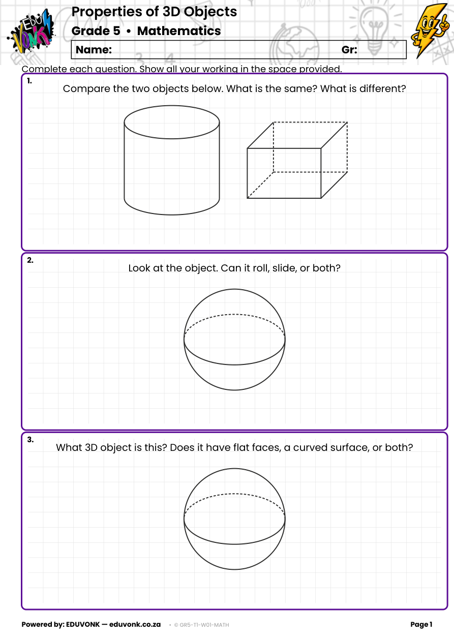 Grade 5: Properties of 3D Objects (EN) - Image 2