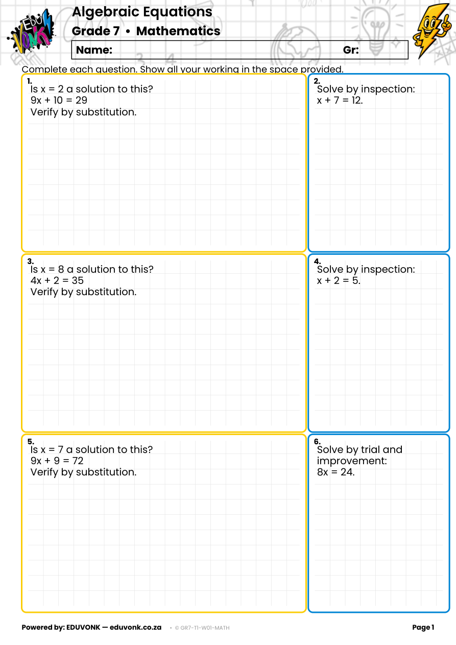 Grade 7: Algebraic Equations (EN) - Image 2