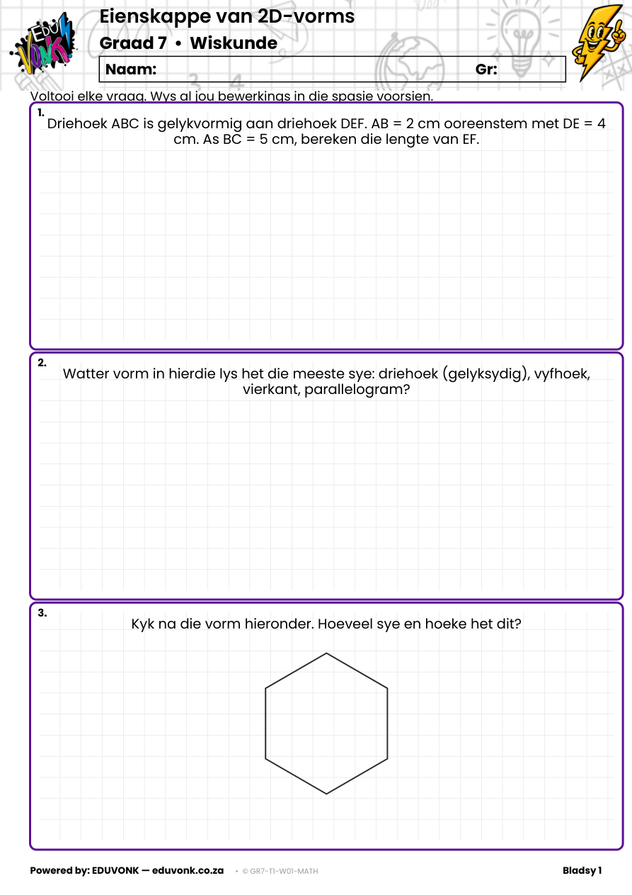 Graad 7: Eienskappe van 2D-vorms (AF) - Image 2